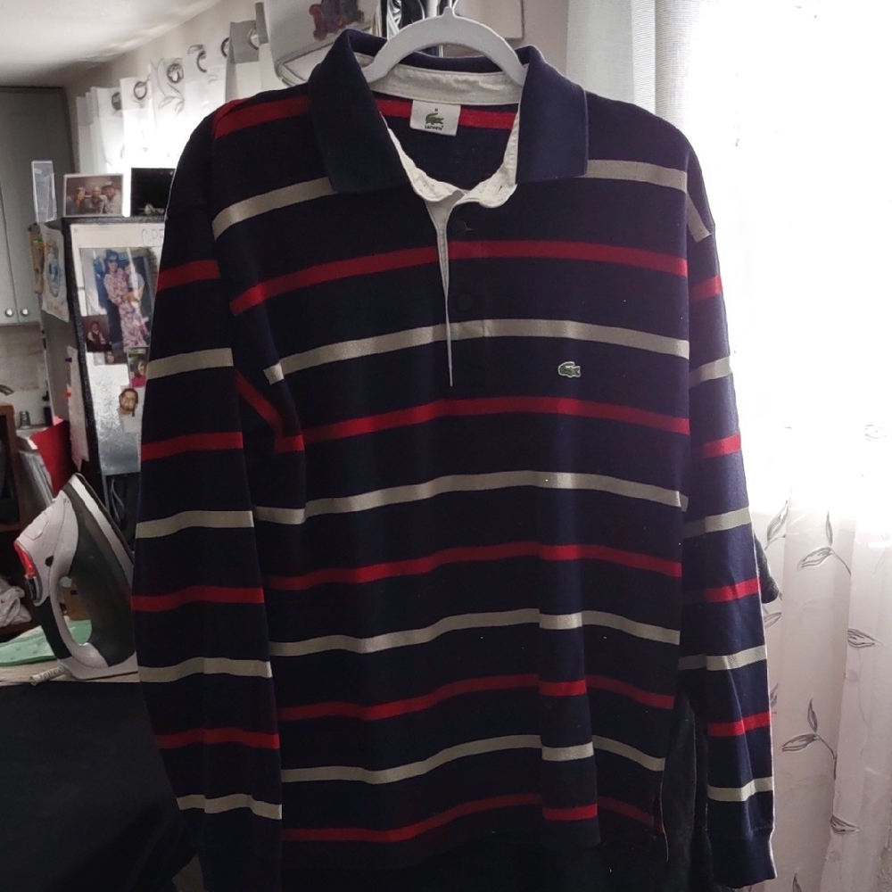 Lacoste Blue and Red Polo Shirt